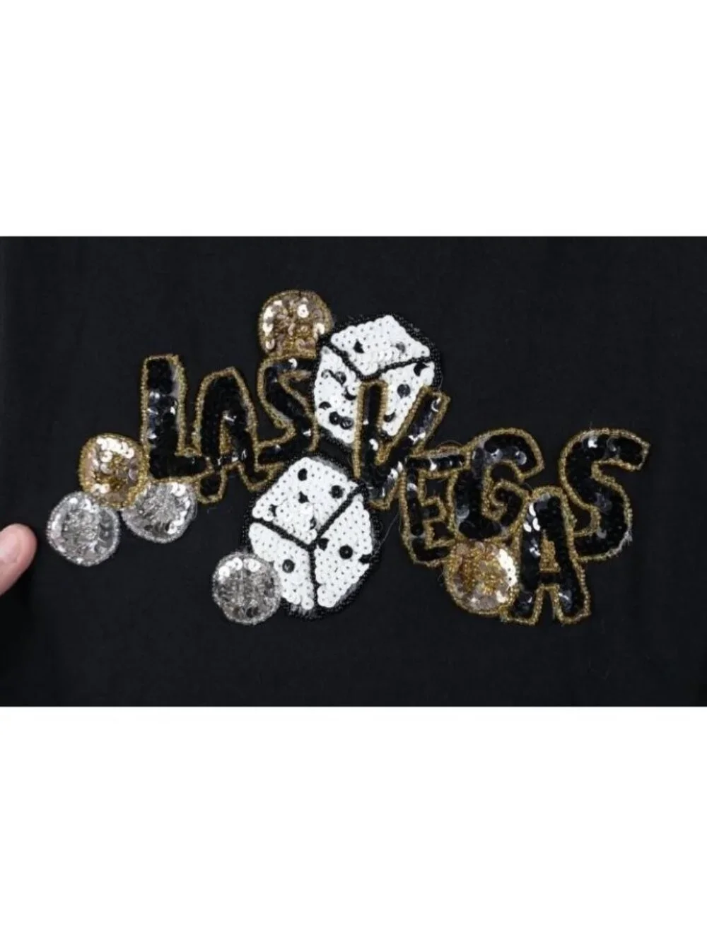 Vintage 90s Streetwear Womens Large Faded Las Vegas Sequin Money Casino T-Shirt